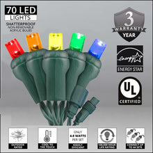 Load image into Gallery viewer, Commercial Co-Axil Multi Colour 70 Light LED 5mm Outdoor Christmas Mini Light Set
